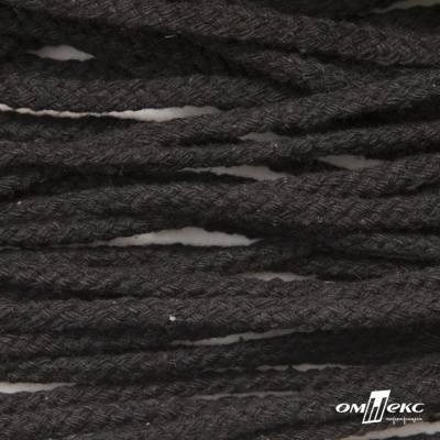 Шнур плетеный d-6 мм круглый, 70% хлопок 30% полиэстер, уп.90+/-1 м, цв.1078-черный - купить в Глазове. Цена: 588 руб.