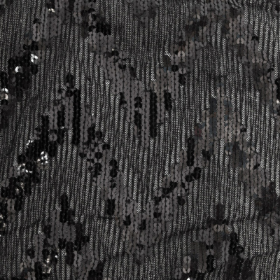 Трикотажное полотно с пайетками, шир.130 см, #311-бахрома чёрная - купить в Глазове. Цена 1 183.35 руб.