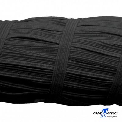 Резиновые нити с текстильным покрытием, шир. 6 мм (55 м/уп), цв.-черный - купить в Глазове. Цена: 210.75 руб.