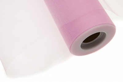 Фатин в шпульках 16-14, 10 гр/м2, шир. 15 см (в нам. 25+/-1 м), цвет розовый - купить в Глазове. Цена: 100.69 руб.