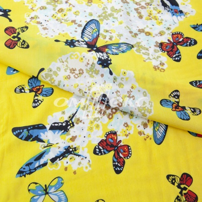 Плательная ткань "Софи" 7.2, 75 гр/м2, шир.150 см, принт бабочки - купить в Глазове. Цена 241.49 руб.