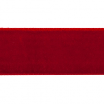 Лента бархатная нейлон, шир.25 мм, (упак. 45,7м), цв.45-красный - купить в Глазове. Цена: 981.09 руб.