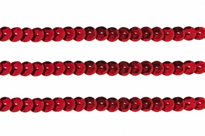 Пайетки "ОмТекс" на нитях, SILVER-BASE, 6 мм С / упак.73+/-1м, цв. 3 - красный - купить в Глазове. Цена: 468.37 руб.