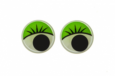 Глазки для игрушек, круглые, с бегающими зрачками, 15 мм/упак.50+/-2 шт, цв. -зеленый - купить в Глазове. Цена: 113.01 руб.