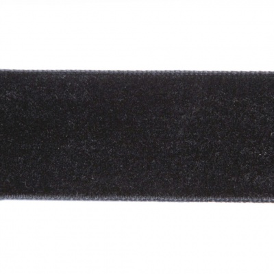 Лента бархатная нейлон, шир.25 мм, (упак. 45,7м), цв.03-черный - купить в Глазове. Цена: 800.84 руб.