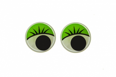 Глазки для игрушек, круглые, с бегающими зрачками, 12 мм/упак.50+/-2 шт, цв. -зеленый - купить в Глазове. Цена: 95.04 руб.