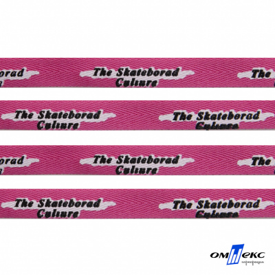 Тесьма отделочная (киперная) 10 мм, 100% хлопок,"THE SKATEBOARD CULIURE"(45 м) цв.121-26 -яр.розовый - купить в Глазове. Цена: 850.62 руб.