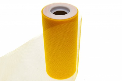 Фатин в шпульках 16-72, 10 гр/м2, шир. 15 см (в нам. 25+/-1 м), цвет жёлтый - купить в Глазове. Цена: 100.69 руб.