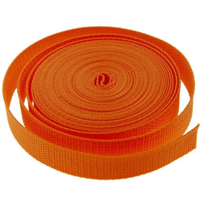 Стропа текстильная, шир. 25 мм (в нам. 50+/-1 ярд), цвет оранжевый - купить в Глазове. Цена: 409.94 руб.