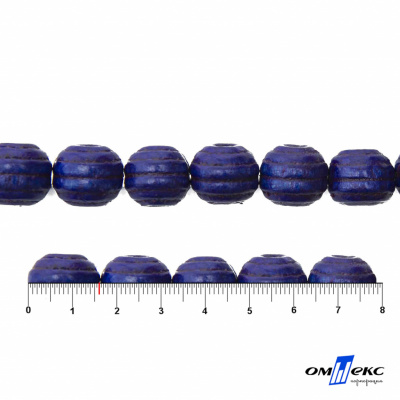 0309-Бусины деревянные "ОмТекс", 16 мм, упак.50+/-3шт, цв.006-синий - купить в Глазове. Цена: 62.22 руб.